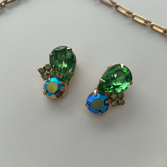 Vintage 1950s Coro Aurora Borealis AB Crystal Earrings and Necklace Set - Picture 3 of 7